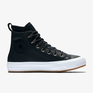 Converse Black Leather Waterproof High Top Chucks